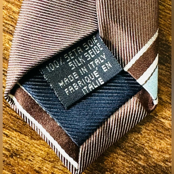Canali Brown and Blue Striped Tie - Picture 3 of 6